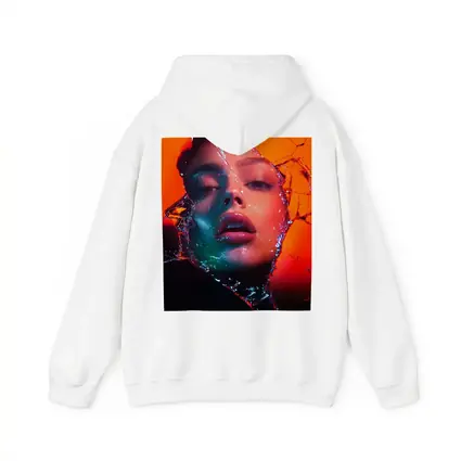 Woman Face Shattered Glass Orange Neon