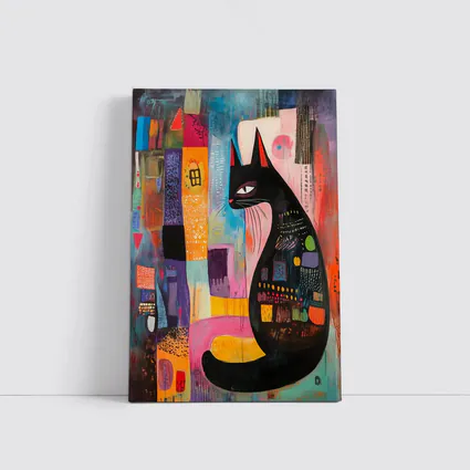 Black Cat Abstract Colorful Urban Art