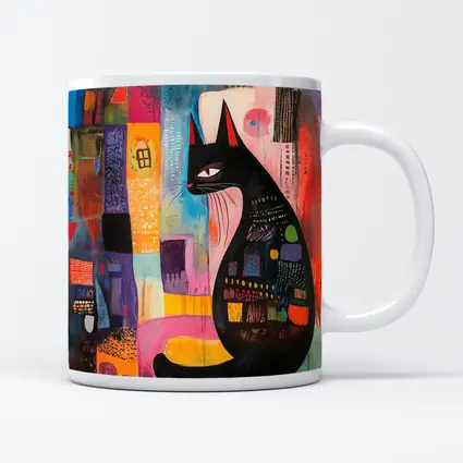 Black Cat Abstract Colorful Urban Art