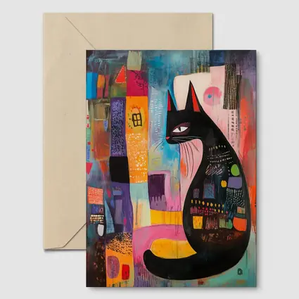 Black Cat Abstract Colorful Urban Art
