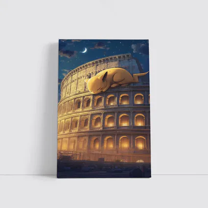 Sleeping Pikachu On Rome Colosseum Night