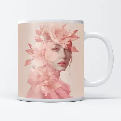 Pink Floral Woman Portrait Soft Dreamy