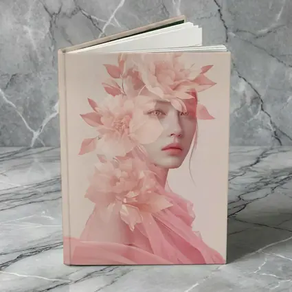 Pink Floral Woman Portrait Soft Dreamy