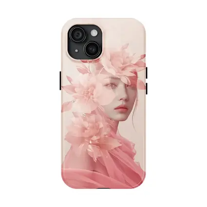 Pink Floral Woman Portrait Soft Dreamy