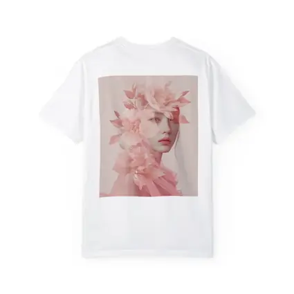 Pink Floral Woman Portrait Soft Dreamy
