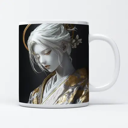 White Gold Geisha Figure Dark Background