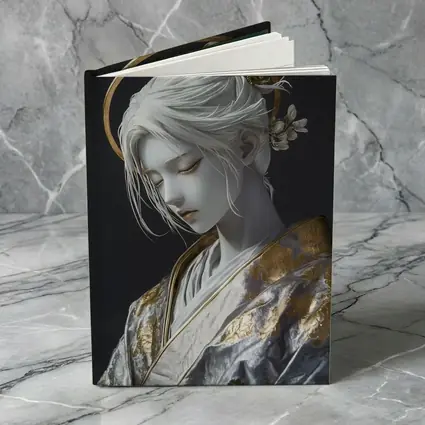 White Gold Geisha Figure Dark Background