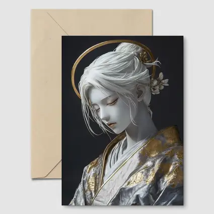 White Gold Geisha Figure Dark Background