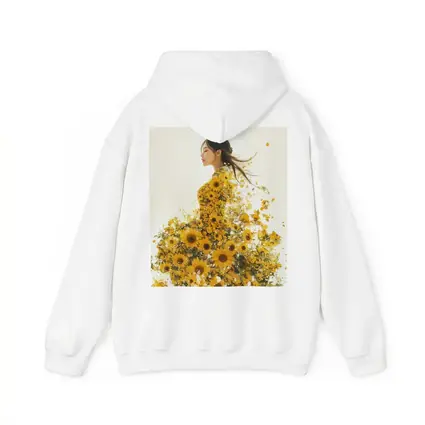 Woman Silhouette Blooming Sunflowers White Background