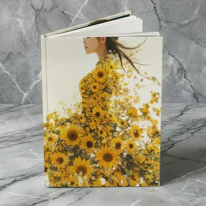 Woman Silhouette Blooming Sunflowers White Background