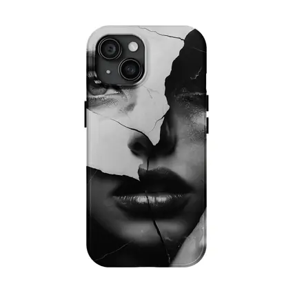 Cracked Black White Woman Face Collage Art