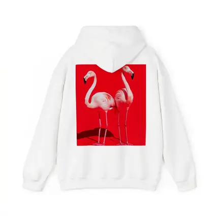 Two Pink Flamingos On Red Background