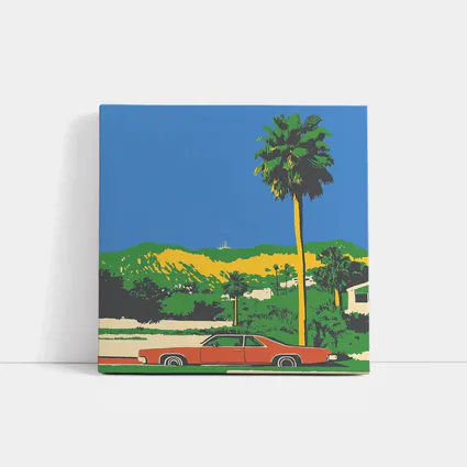 Retro Classic Car Palm Tree California Scene