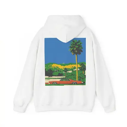 Retro Classic Car Palm Tree California Scene