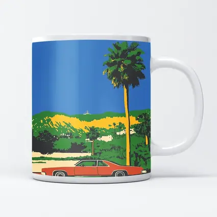 Retro Classic Car Palm Tree California Scene