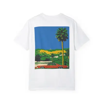 Retro Classic Car Palm Tree California Scene