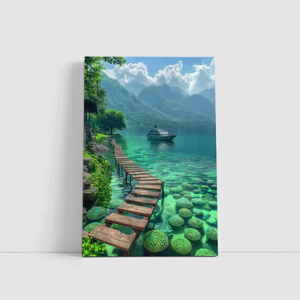 Turquoise Lake Wooden Dock Mountain Yacht
