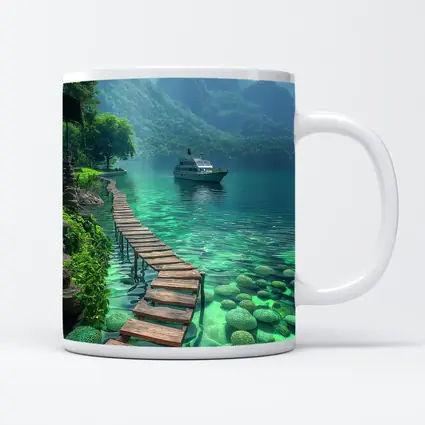 Turquoise Lake Wooden Dock Mountain Yacht