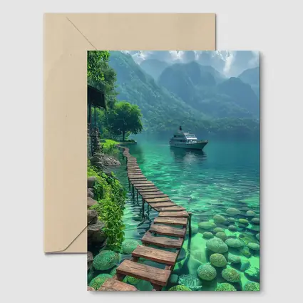 Turquoise Lake Wooden Dock Mountain Yacht