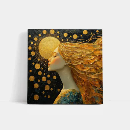 Golden Sun Woman Dark Abstract Art