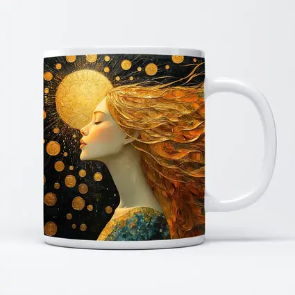 Golden Sun Woman Dark Abstract Art