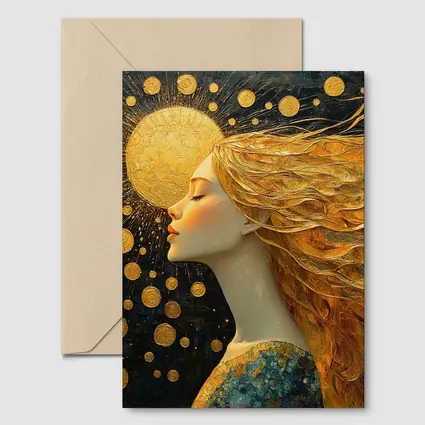Golden Sun Woman Dark Abstract Art