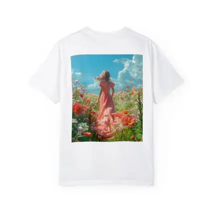 Woman in Pink Dress Walking Flower Field