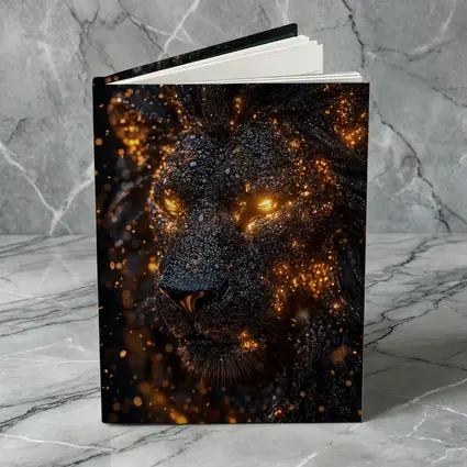 Black Lion Glowing Golden Eyes Dark Background