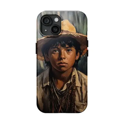 Young Boy Oil Painting Portrait Straw Hat