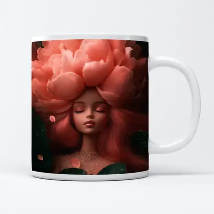 Peony Flower Woman Fantasy Art Dark Garden