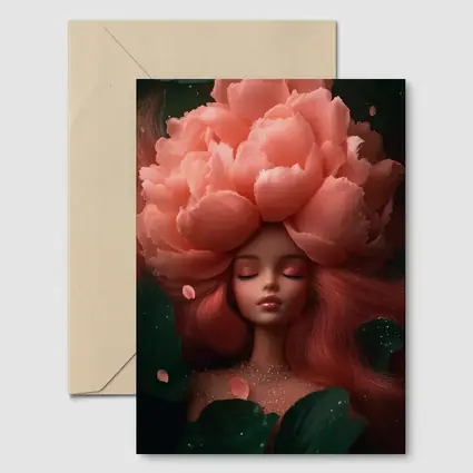 Peony Flower Woman Fantasy Art Dark Garden