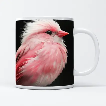 Pink Bird White Crest Dark Background
