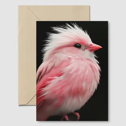 Pink Bird White Crest Dark Background