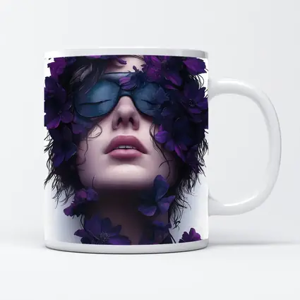 Woman Portrait Purple Flowers Fashion Art