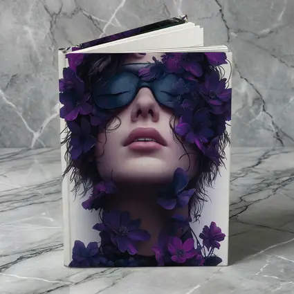 Woman Portrait Purple Flowers Fashion Art