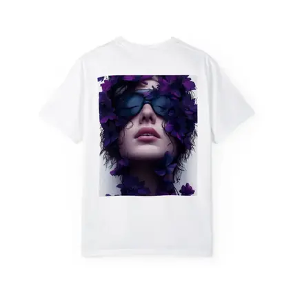 Woman Portrait Purple Flowers Fashion Art