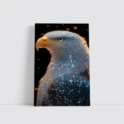 Bald Eagle Glitter Dark Black Background