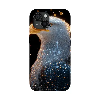 Bald Eagle Glitter Dark Black Background