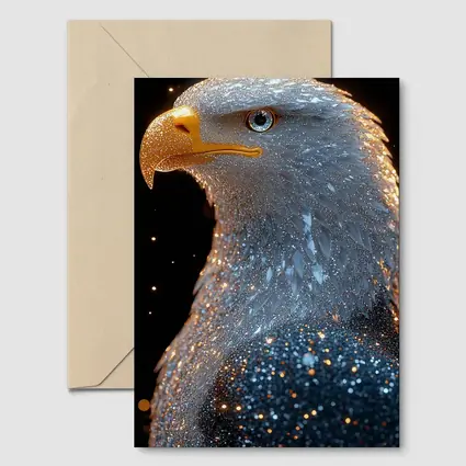 Bald Eagle Glitter Dark Black Background