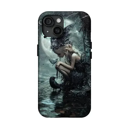 Dark Fairy Girl Raven Moonlit Water Fantasy