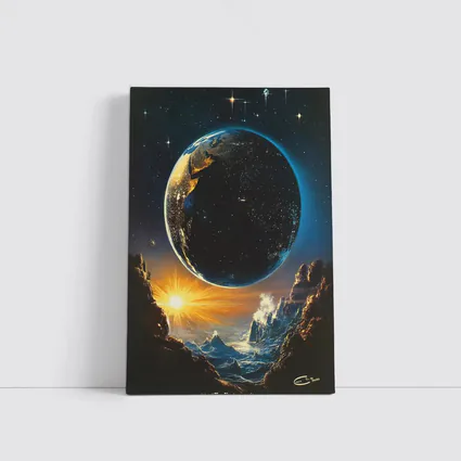 Earth From Space Cosmic Fantasy Painting