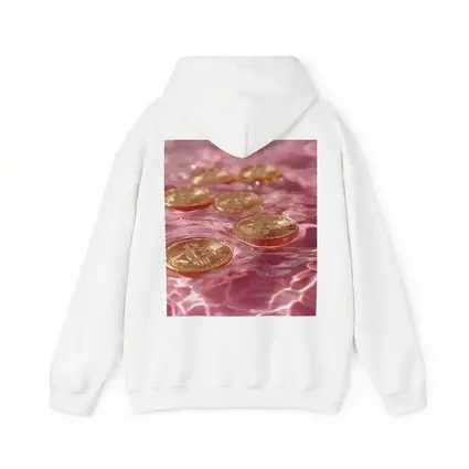 Gold Bitcoin Coins Floating Pink Water