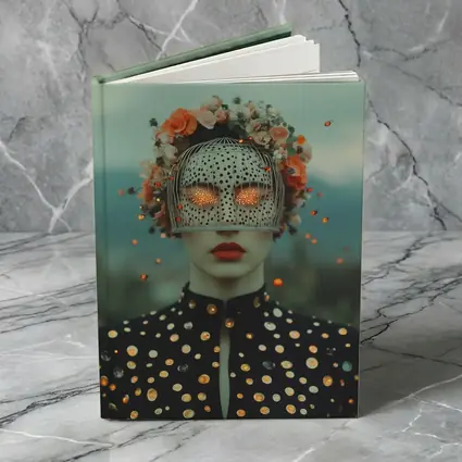 Surreal Woman Floral Mask Polka Dot Portrait