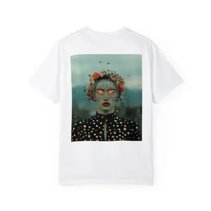 Surreal Woman Floral Mask Polka Dot Portrait
