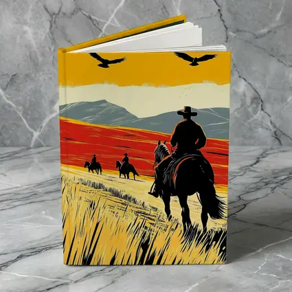 Cowboys Riding Horses Open Western Plains