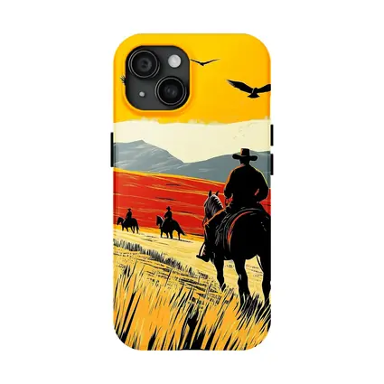 Cowboys Riding Horses Open Western Plains