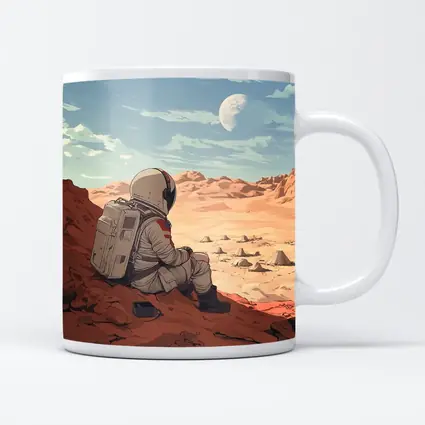 Astronaut Sitting on Mars Anime Art