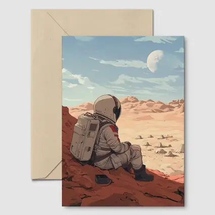 Astronaut Sitting on Mars Anime Art