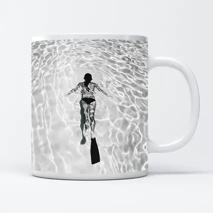 Woman Snorkeling Underwater Black White Photography