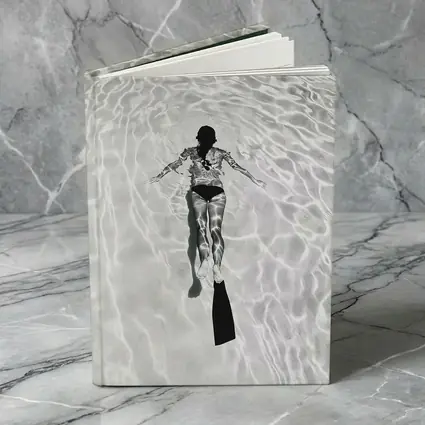 Woman Snorkeling Underwater Black White Photography